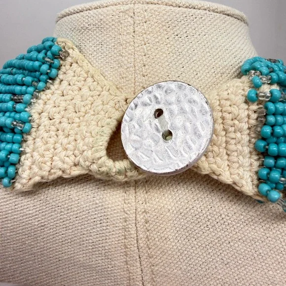 Lucky Brand Multi Strand Seed Bead Crochet Statement Necklace and Bracelet Set - Picture 6 of 8
